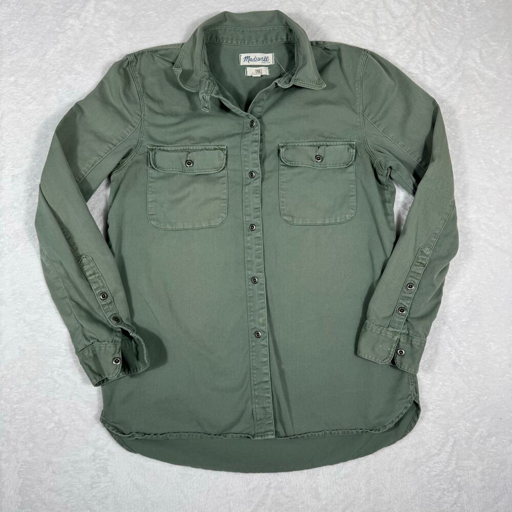 Madewell Army Green Utility Tomboy Long Sleeve Button Down Shirt Women's Small